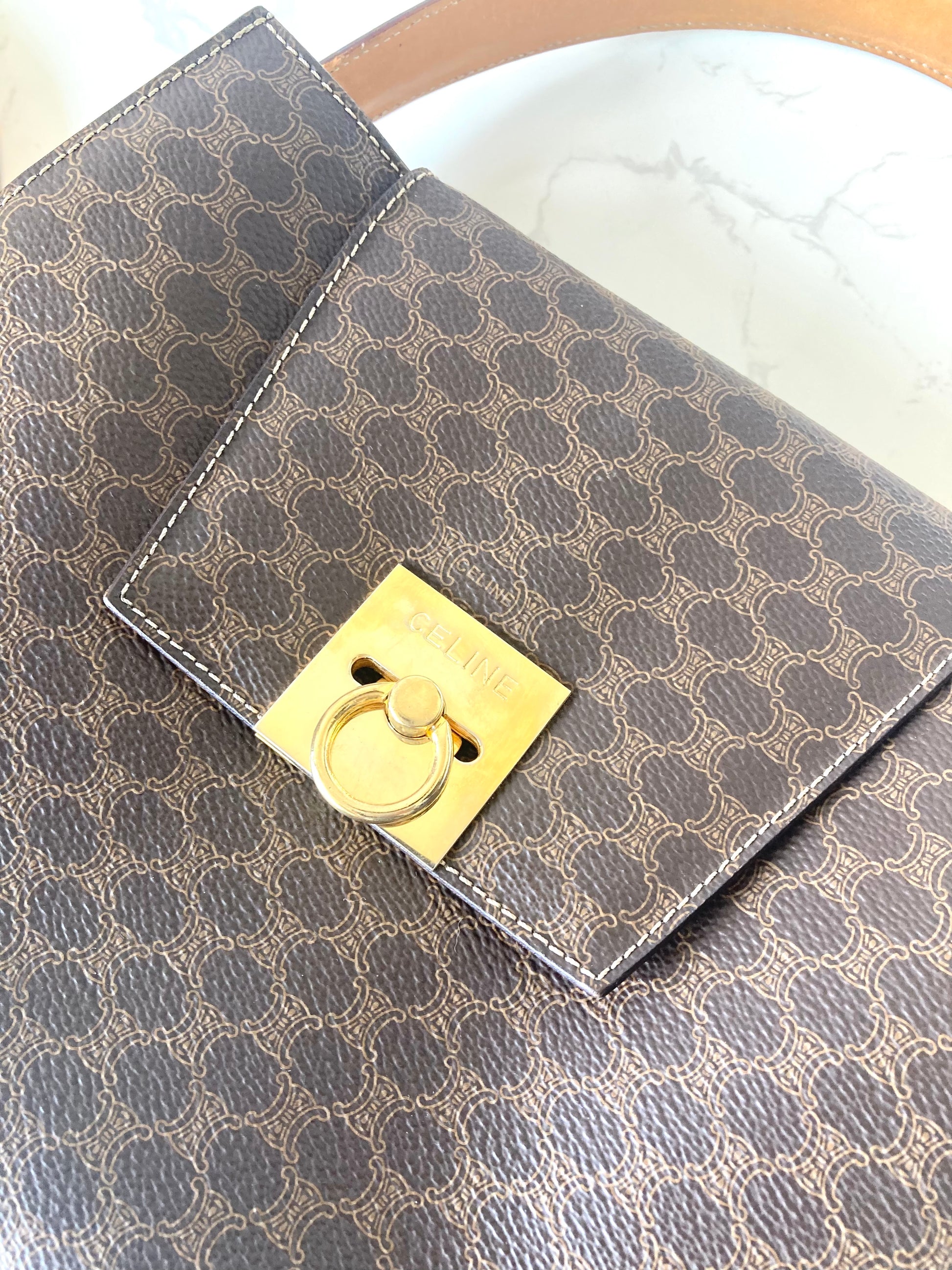 CELINE Rare Monogram Kelly Two-Way Handbag / Shoulder Bag