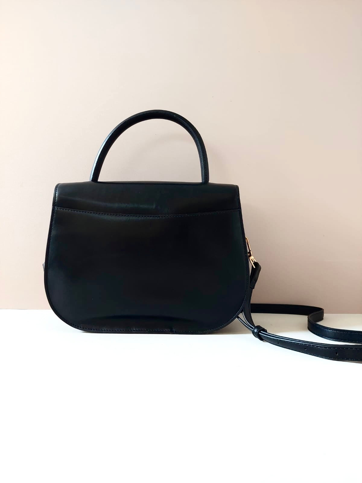 CELINE rare black half moon Kelly crossbody bag / side backpack / handbag