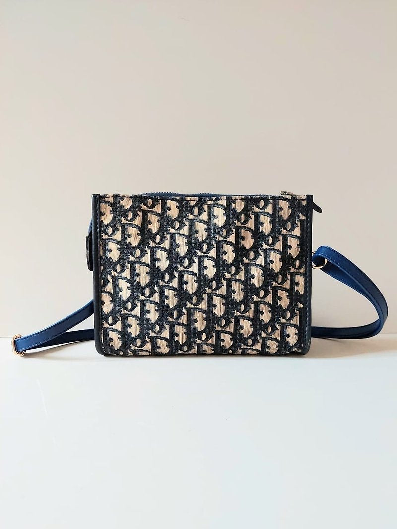 CHRISTIAN DIOR dark blue monogram shoulder bag/side bag/oblique bag - Japanese second-hand Vintage