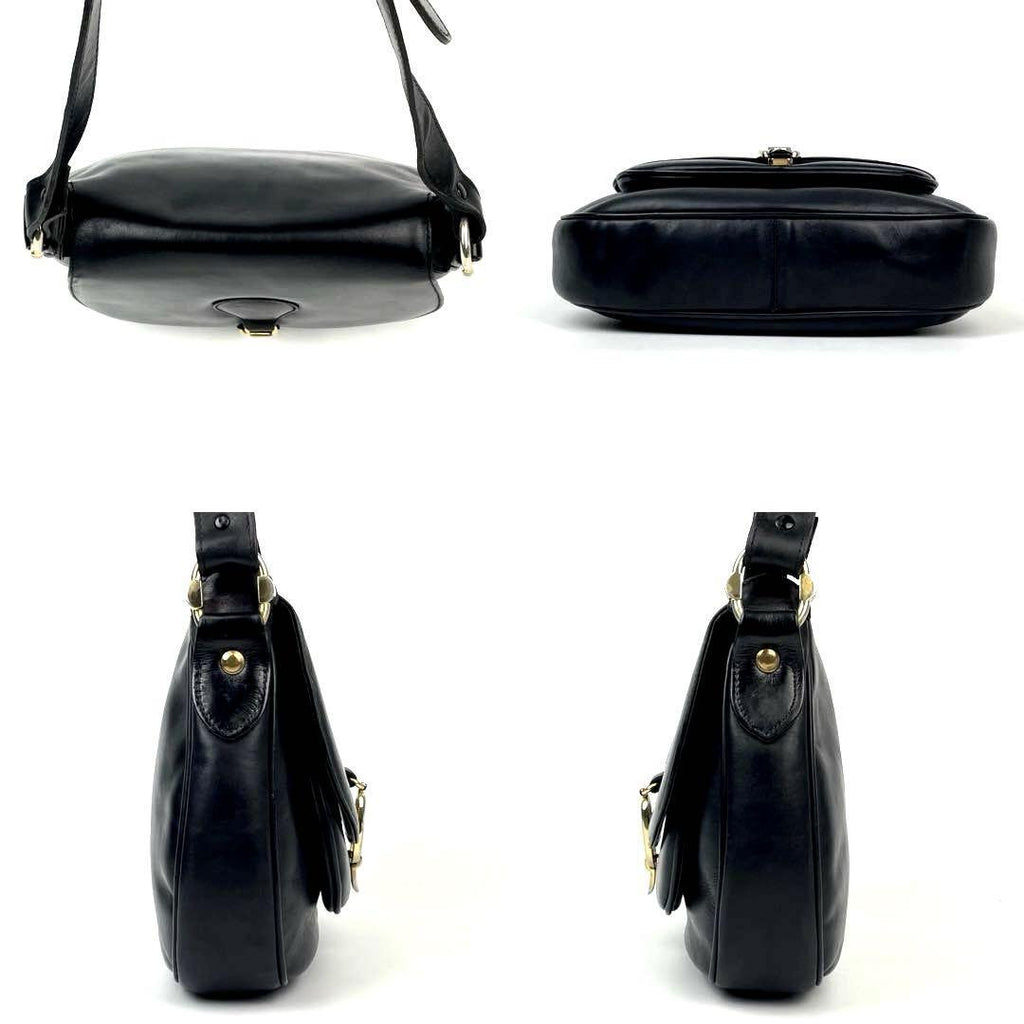 CELINE 稀有黑色馬車金扣馬鞍側背包