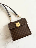 CELINE Extremely Rare Brown Triomphe Mini Kelly (with Original Triomphe Shoulder Strap) Crossbody Bag/Shoulder Bag