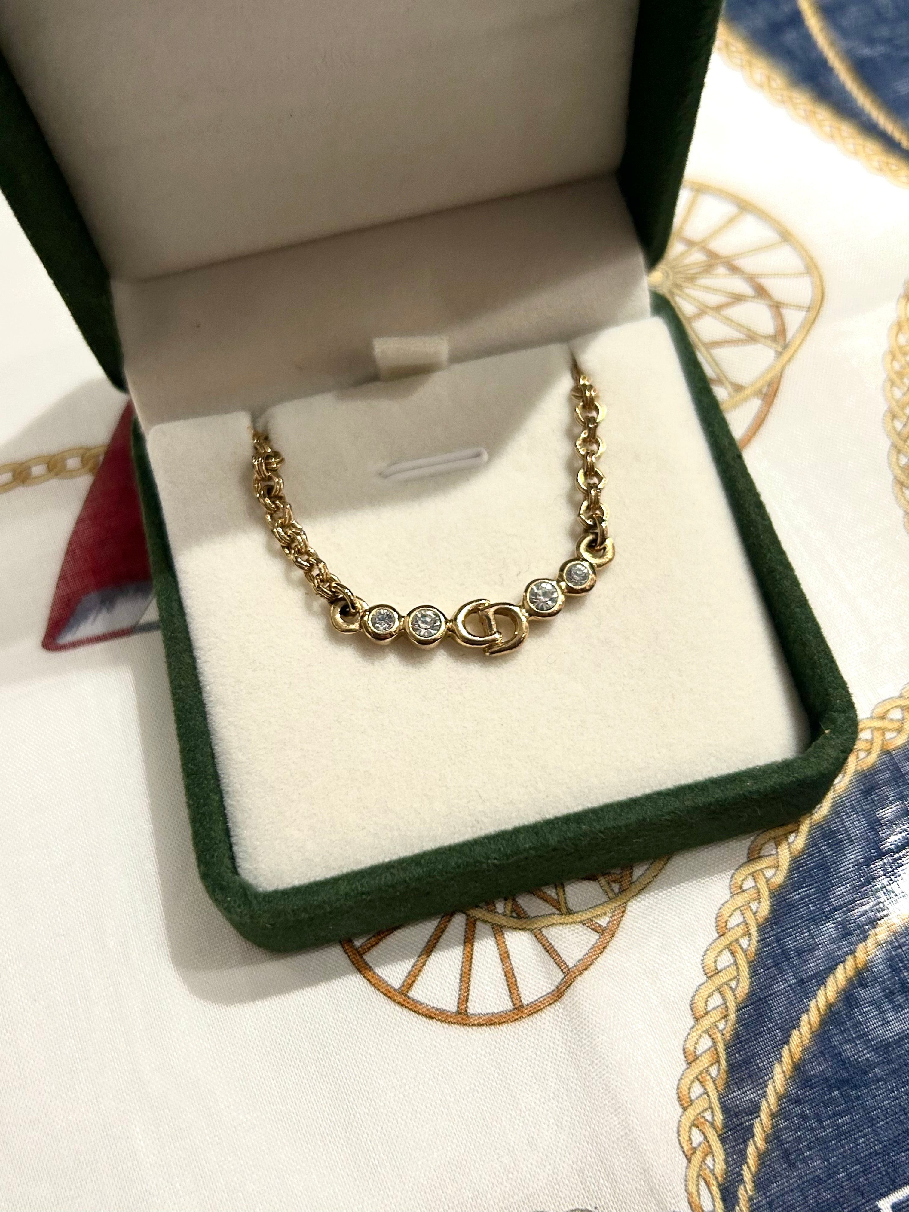 CHRISTIAN DIOR Water Diamond Gold Clavicle Necklace/Jewelry
