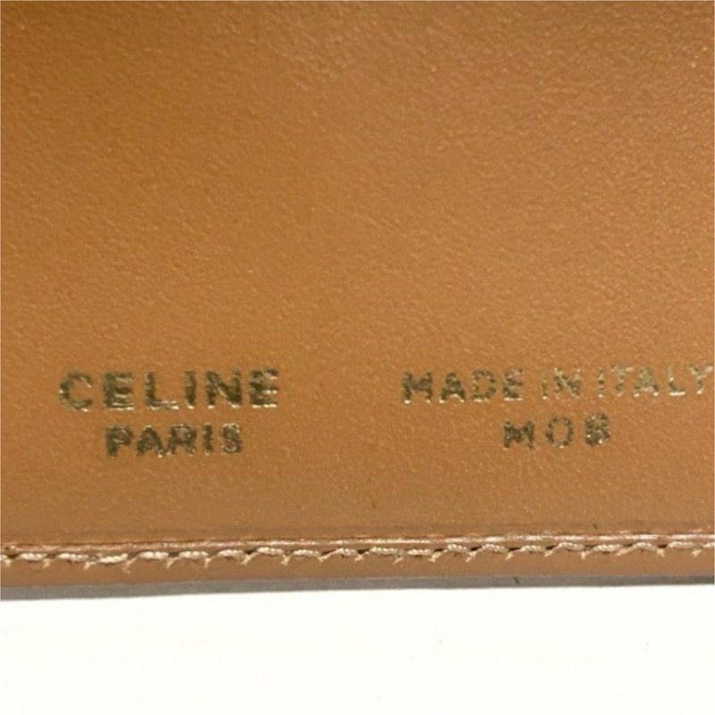 CELINE 咖啡色老花凱旋門老花短夾錢包/銀包/皮夾