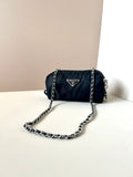 PRADA parachute black chain small bag/shoulder bag/side backpack