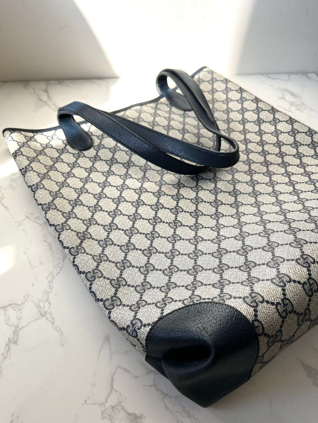 GUCCI Navy Monogram Tote Bag