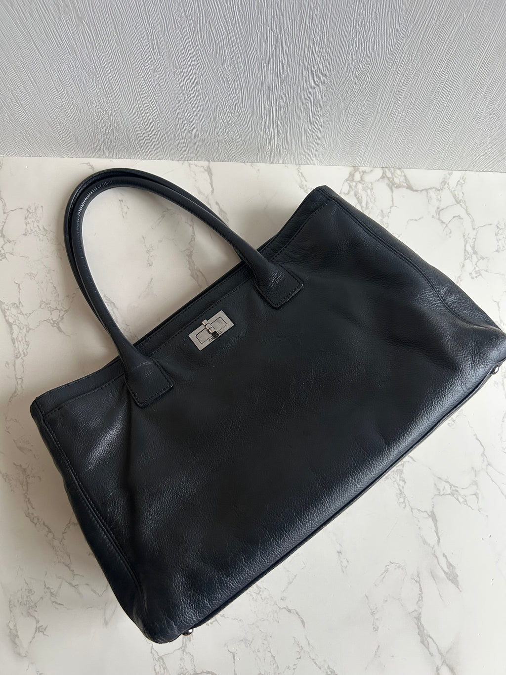 Chanel 復刻黑銀旋轉扣Executive Tote 托特包 單肩包 側背包 中古包