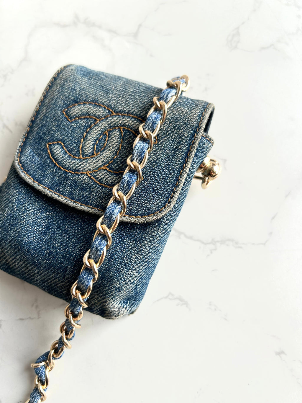 Chanel 牛仔布藍色斜背包 單肩包 側背包 中古包