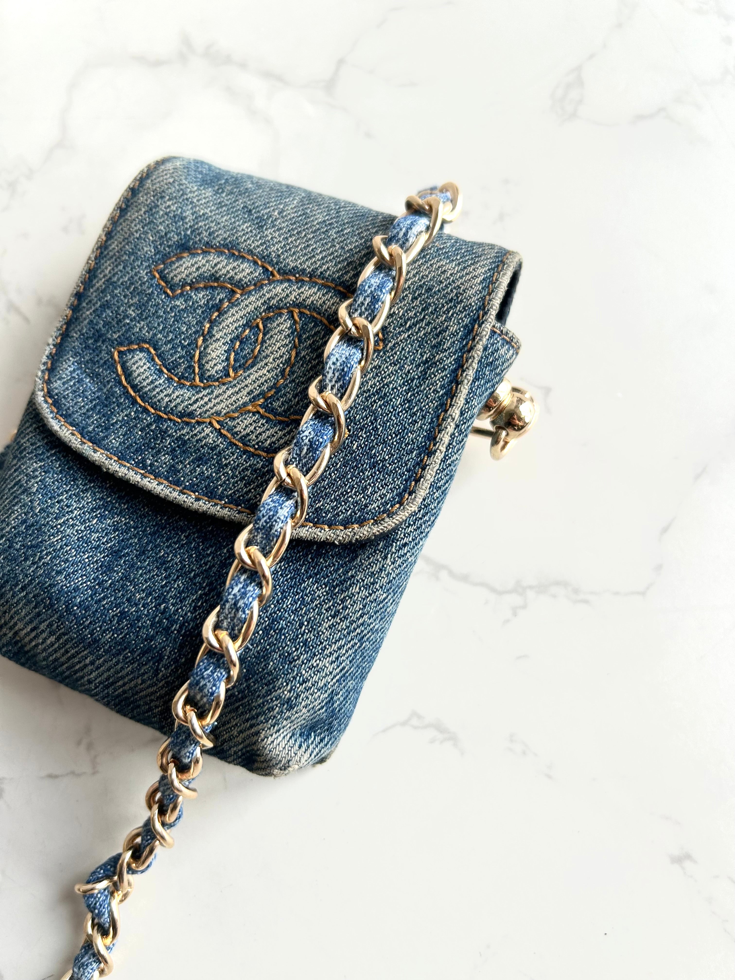Chanel 牛仔布藍色斜背包 單肩包 側背包 中古包