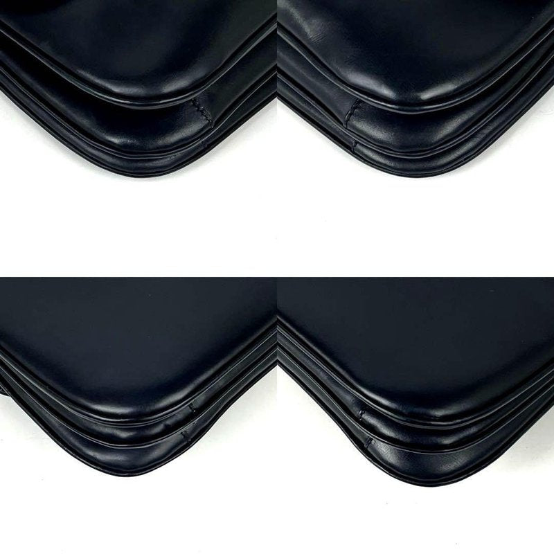CELINE rare blue and black carriage gold buckle saddle side bag / oblique bag