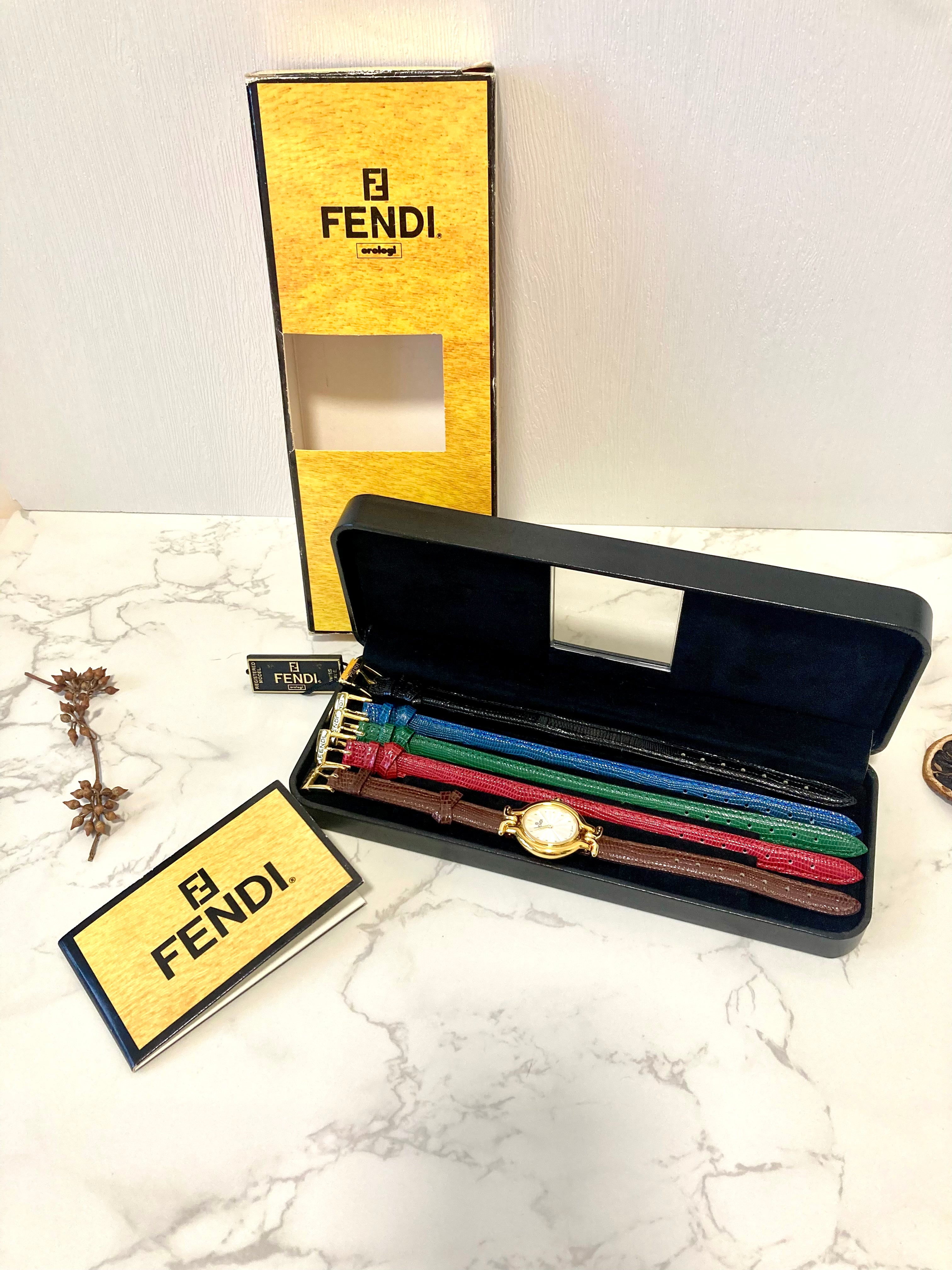 FENDI Brand New Full Set Watch with 5 Changeable Leather Straps