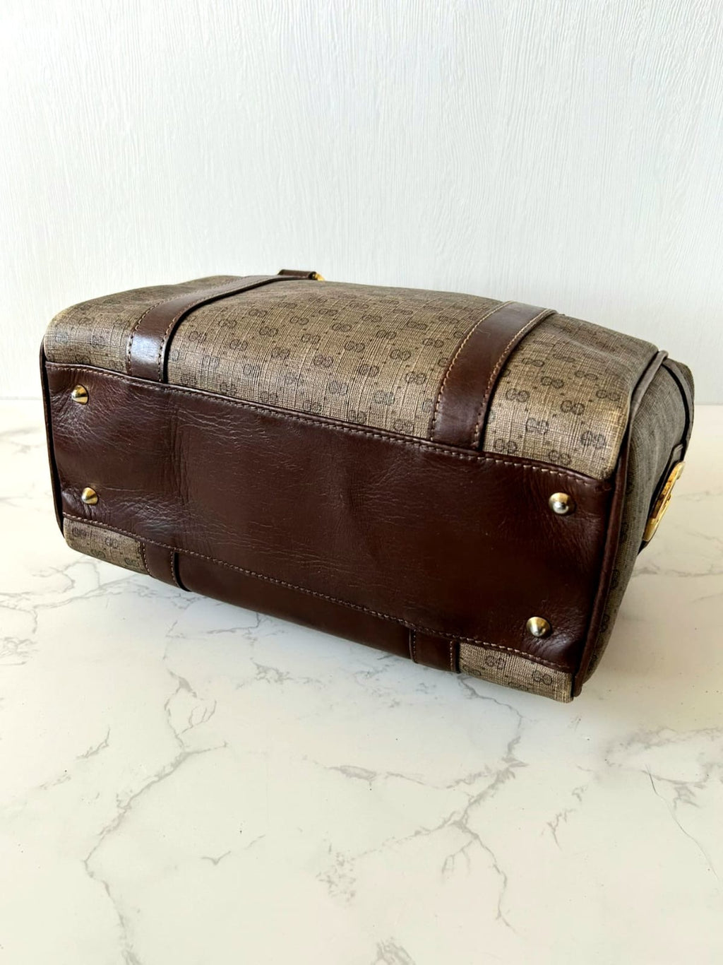 GUCCI Rare Brown Small Boston Bag/Side Bag/Messenger Bag
