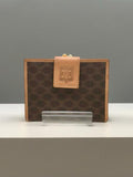 CELINE Brown Old Flower Arc de Triomphe Old Flower Short Wallet/Purse/Wallet