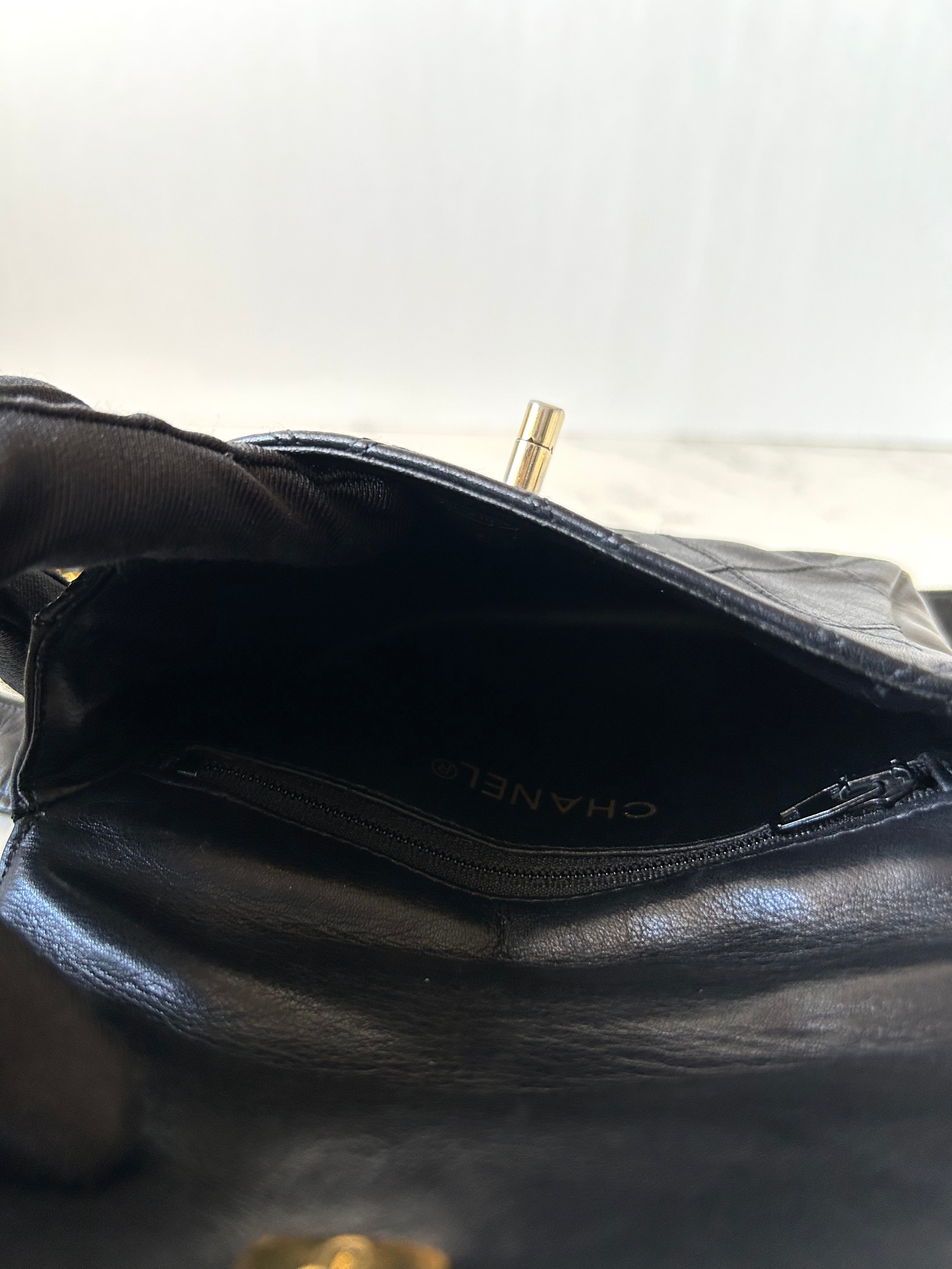 Rare CHANEL Matelassé Black Leather Gold Rotating Buckle Crossbody/Belt Bag/Shoulder Bag