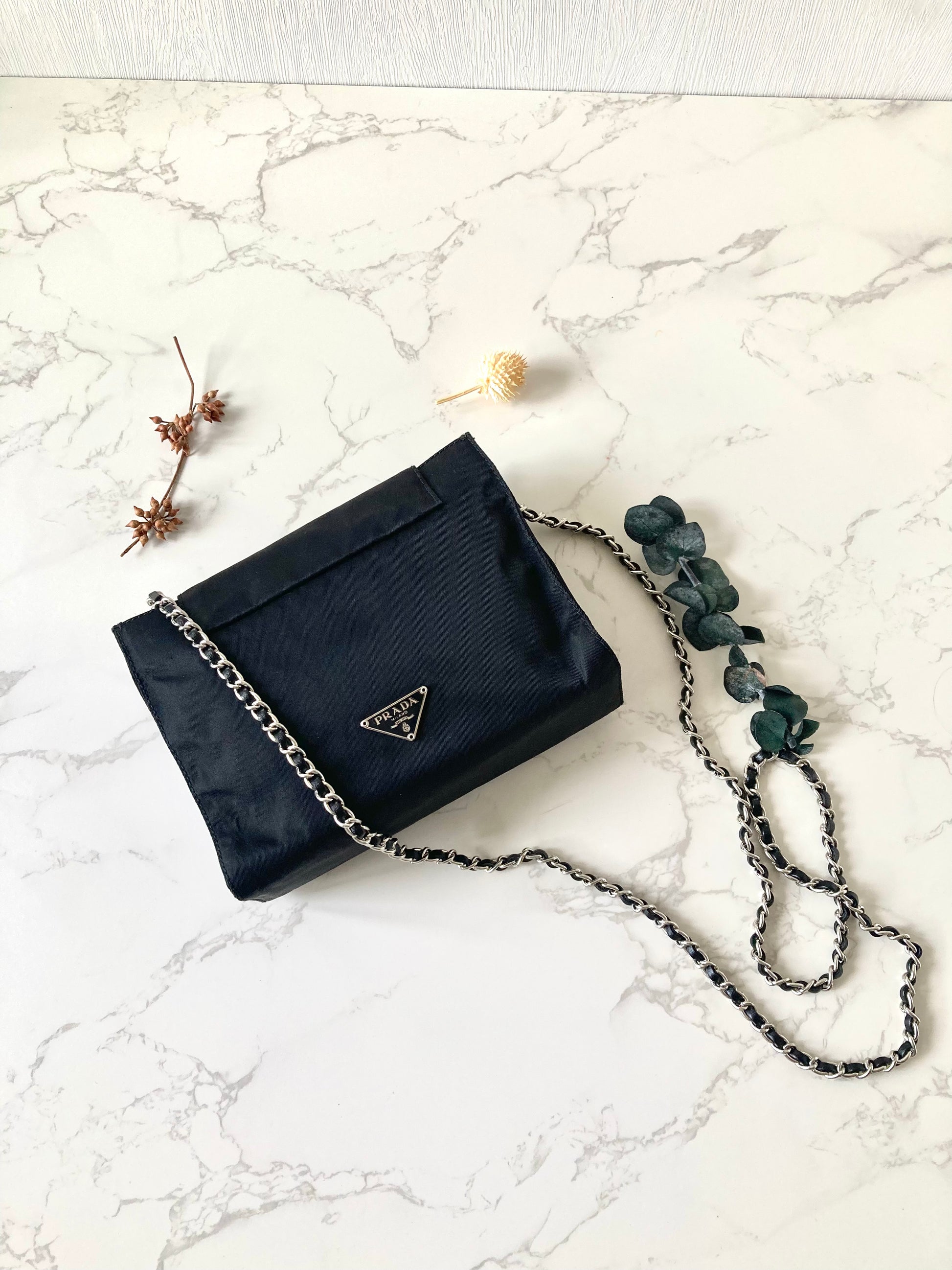 PRADA Tessuto Nylon Black Small Two-way Crossbody / Pouch Bag