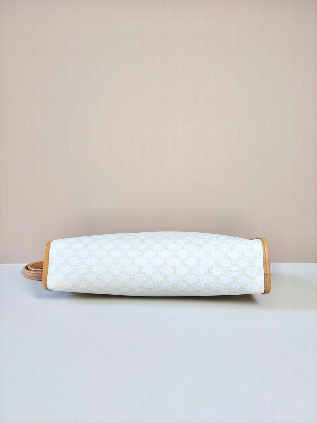 CELINE rare white old flower leather square small bag/clutch/side bag/crossbody bag