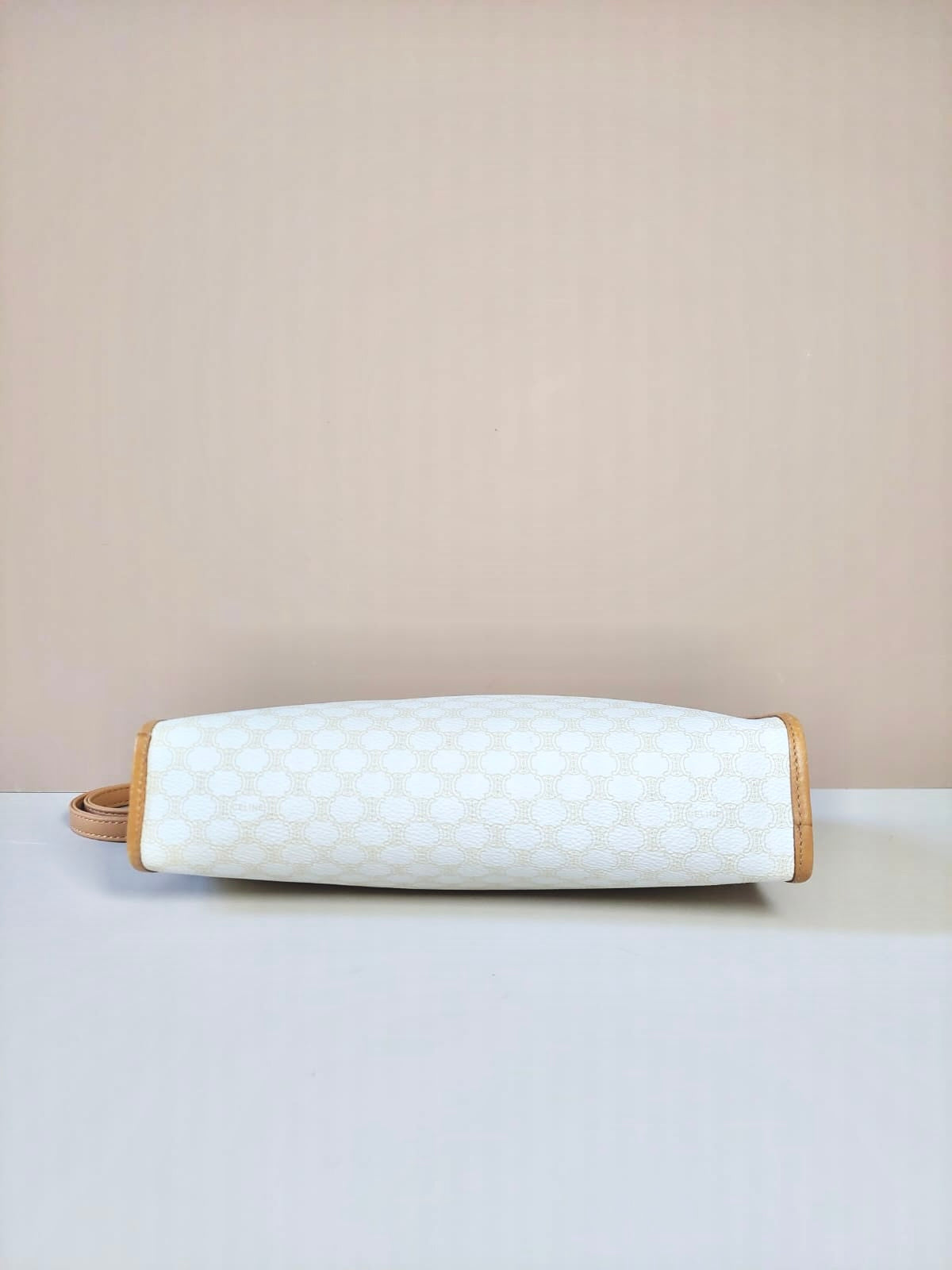 CELINE rare white old flower leather square small bag/clutch/side bag/crossbody bag