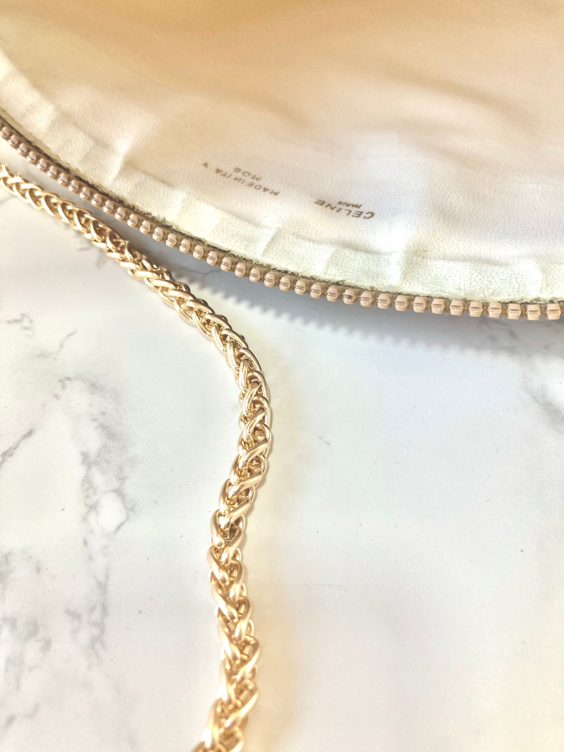 CELINE Rare White Monogram Half Moon Pouch Chain Bag (Add-on)