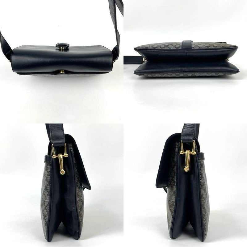 CELINE rare black and gray old flower tofu bag / side bag / oblique bag
