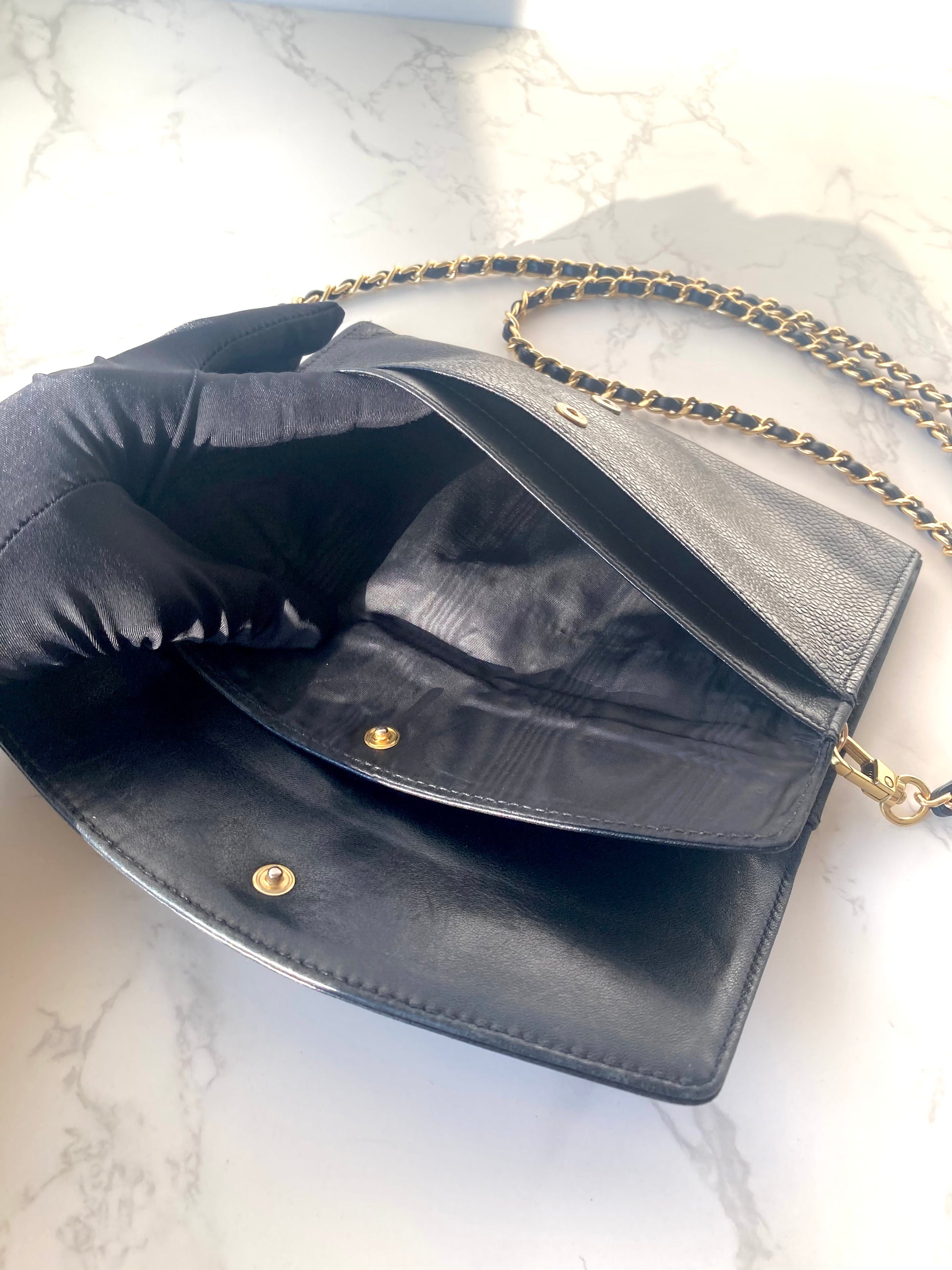 CHANEL Caviar Leather Black Wallet-on-Chain WOC (Add-on)