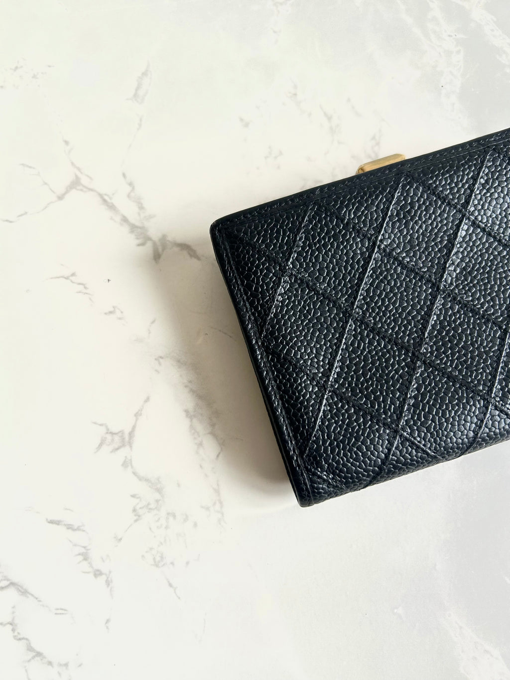 Chanel Black Caviar Leather Medium Wallet/Bifold Wallet/Wallet/Short Wallet