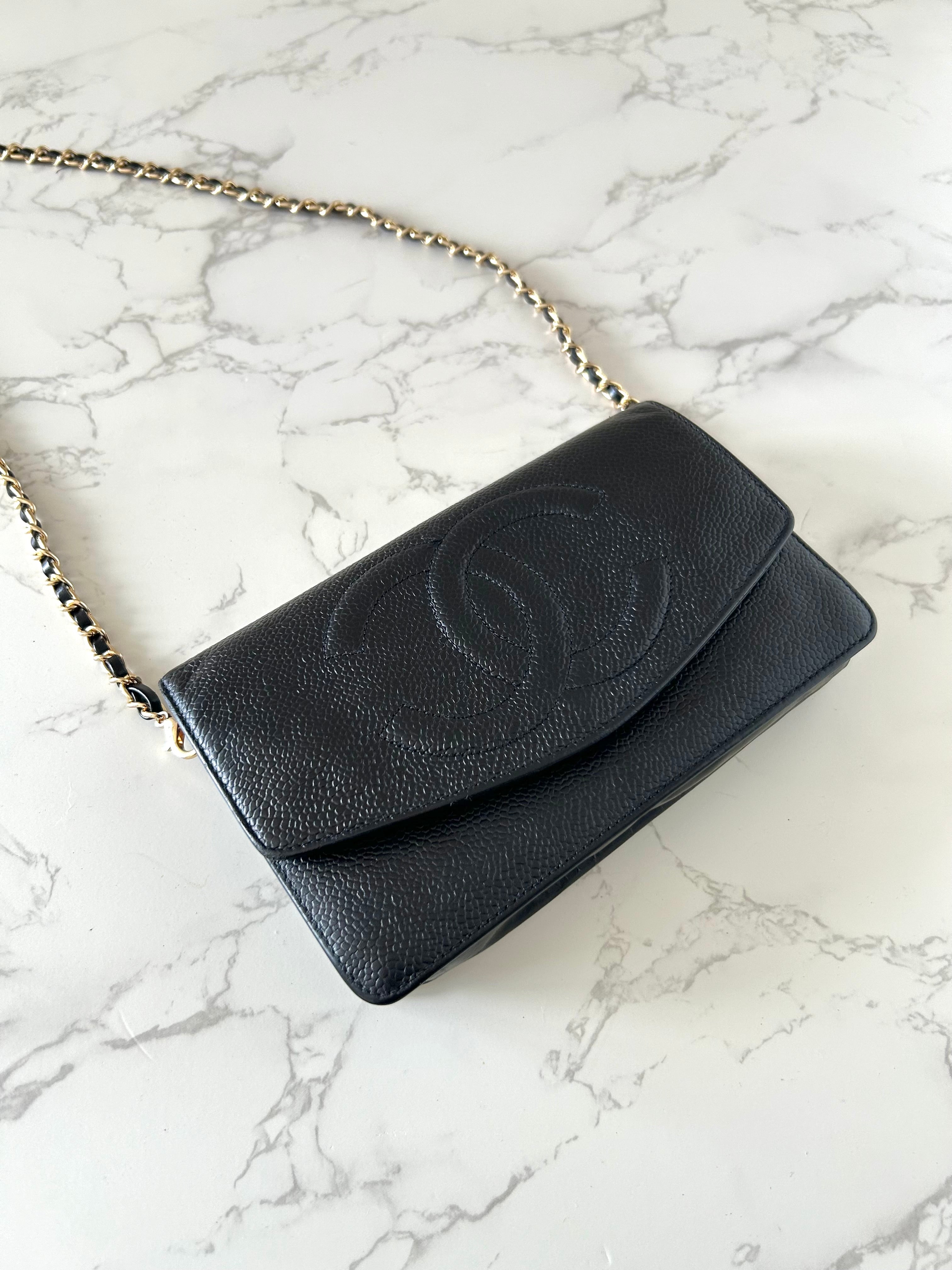 CHANEL Rare Black Caviar Chain WOC/Side Bag/Messenger Bag