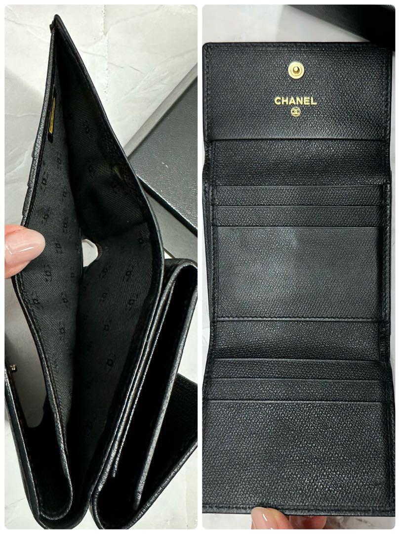 CHANEL full set of accessories · rare black cowhide leather gold coin short clip / small wallet