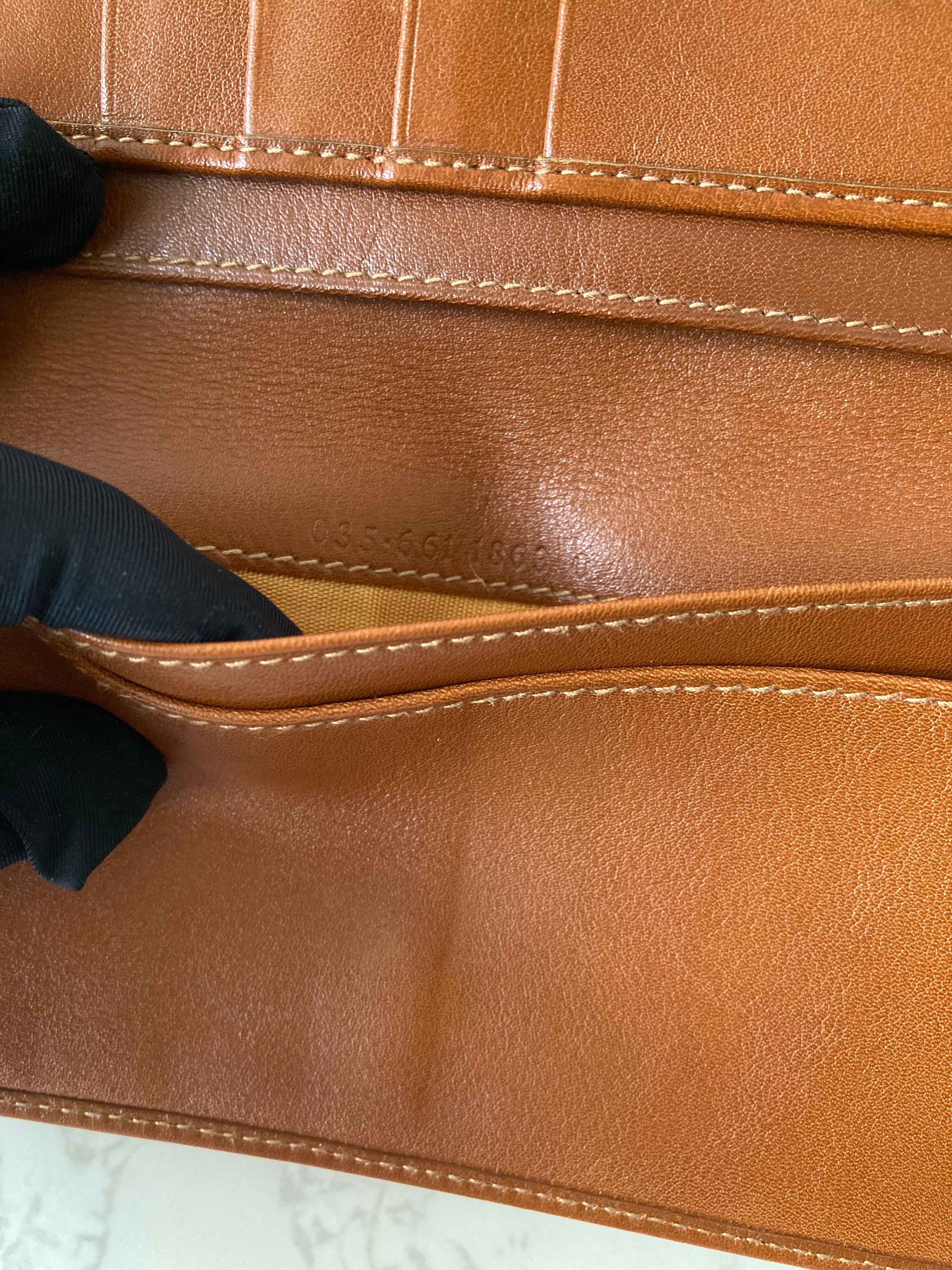 GUCCI Bamboo Caramel Brown Leather Long Bi-fold Wallet