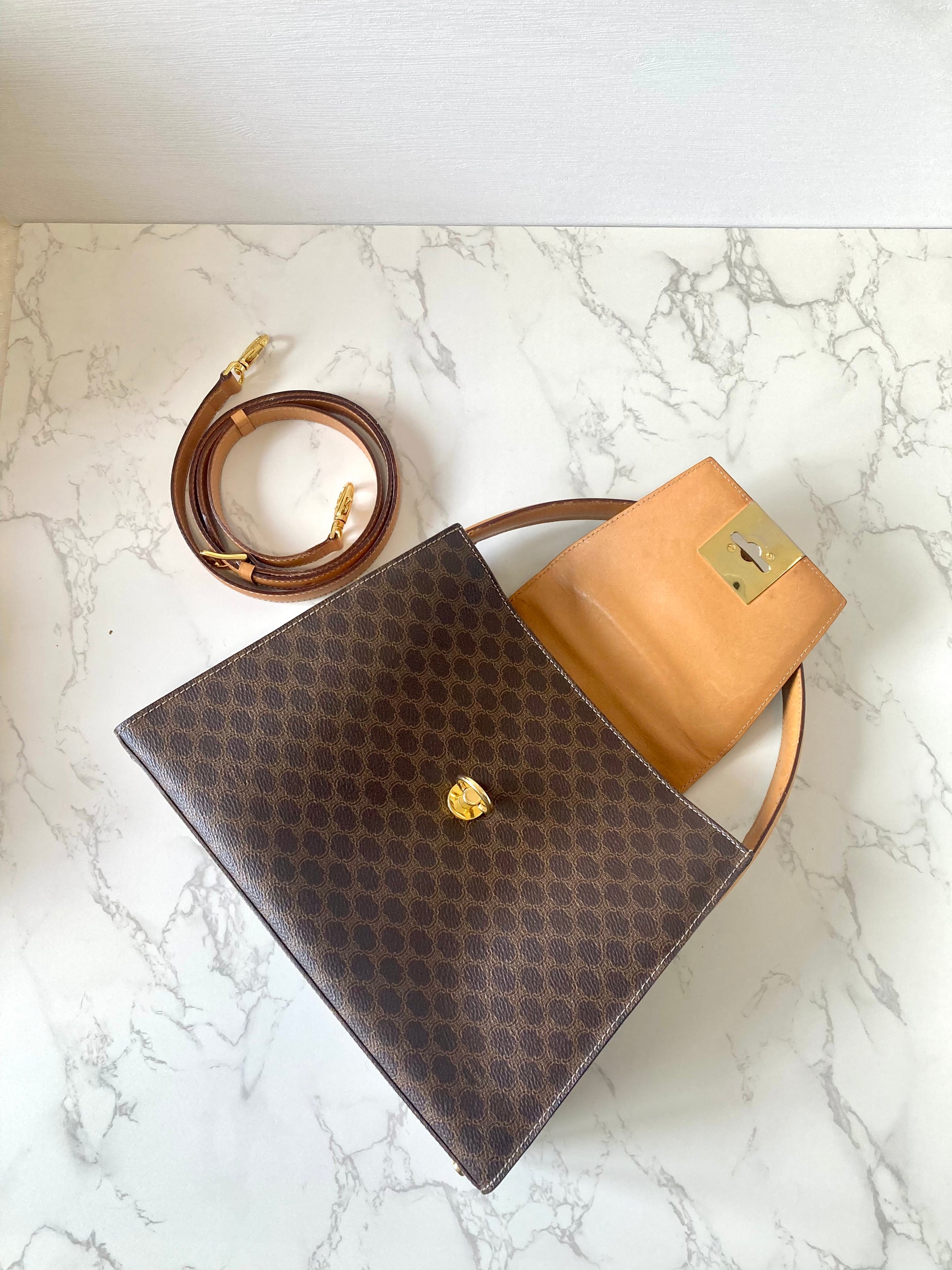 CELINE Rare Monogram Kelly Two-Way Handbag / Shoulder Bag