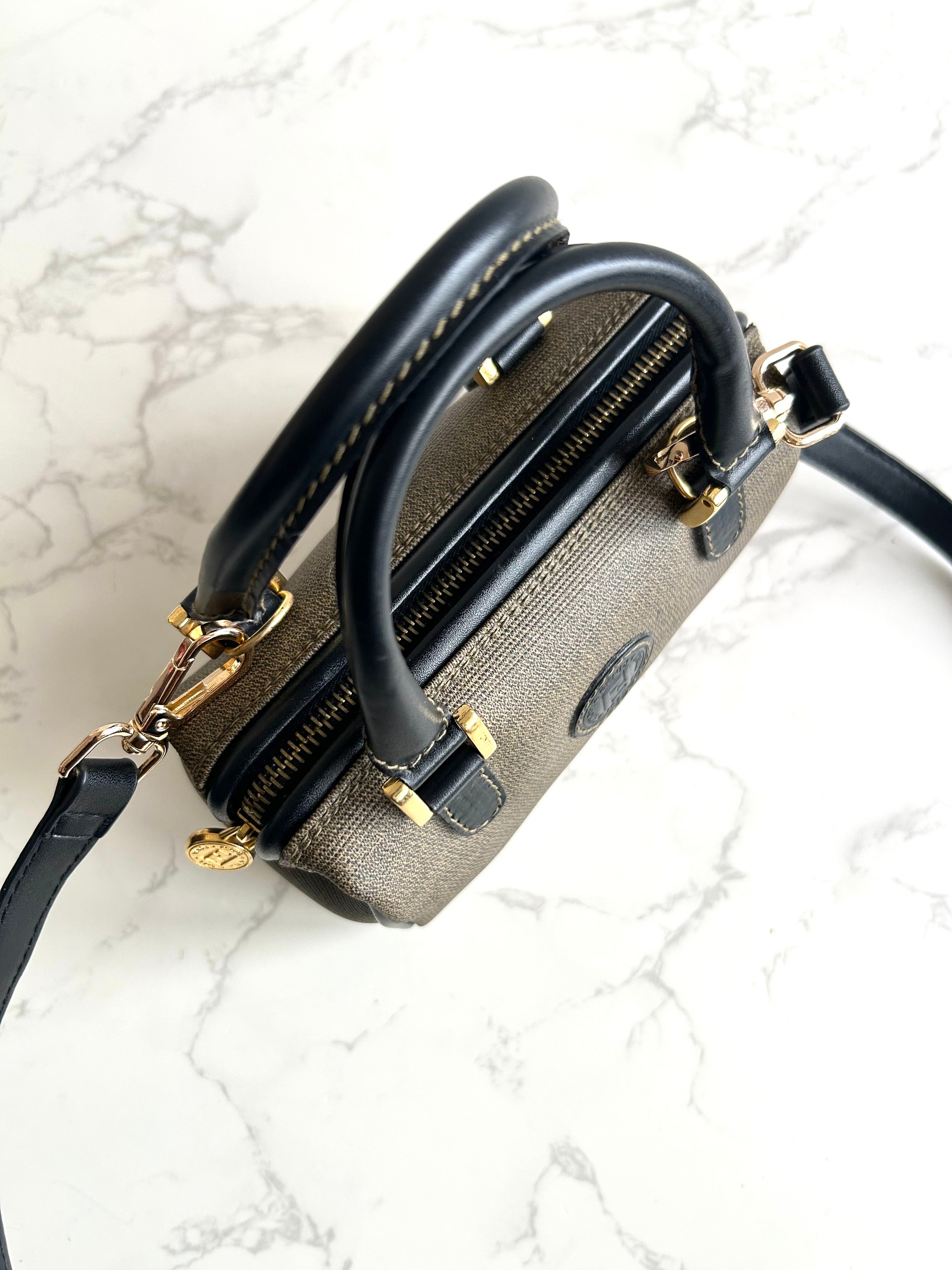 Rare vintage Fendi 80s-90s mini 16.5cm patchwork leather 2-way Boston bag crossbody bag shoulder bag