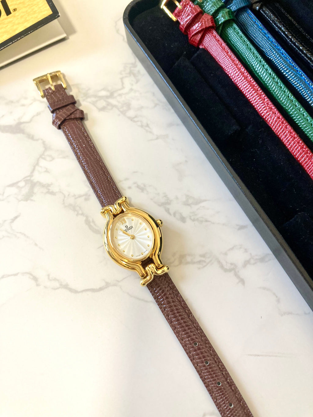 FENDI Brand New Full Set Watch with 5 Changeable Leather Straps