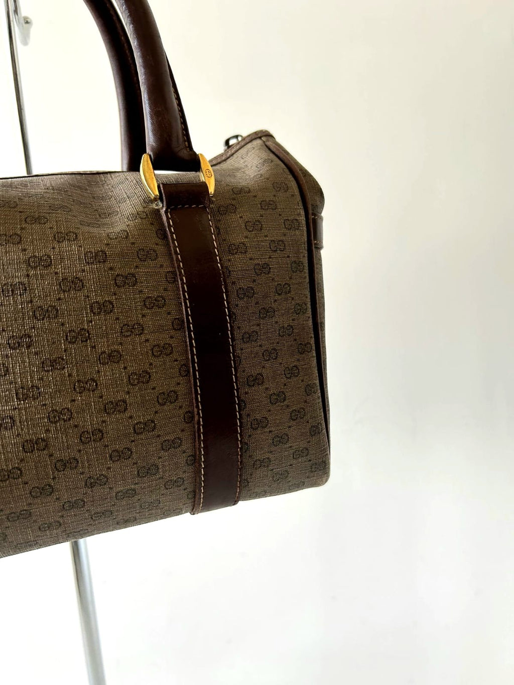 GUCCI Rare Brown Small Boston Bag/Side Bag/Messenger Bag