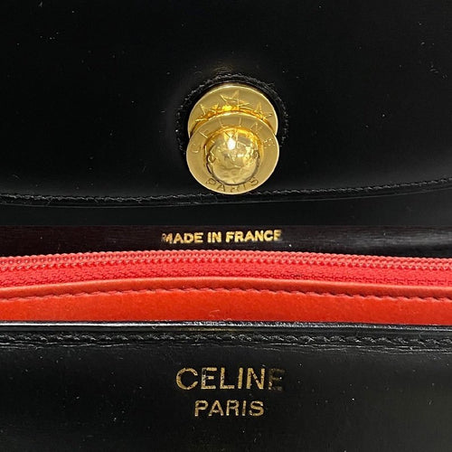 CELINE 稀有旋轉金色星球黑色皮革小包/側背包/腋下包