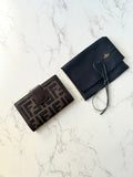 FENDI Zucchino Brown Monogram Bi-Fold Wallet/ Short Clip/ Coin Purse