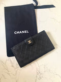 CHANEL Rare Black x Gold Long Bi-fold Wallet
