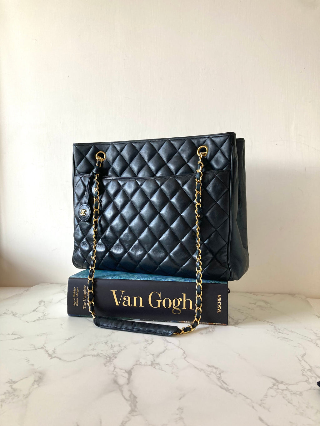 CHANEL Metalasse Black x Gold Lamb Leather Chain Tote Bag