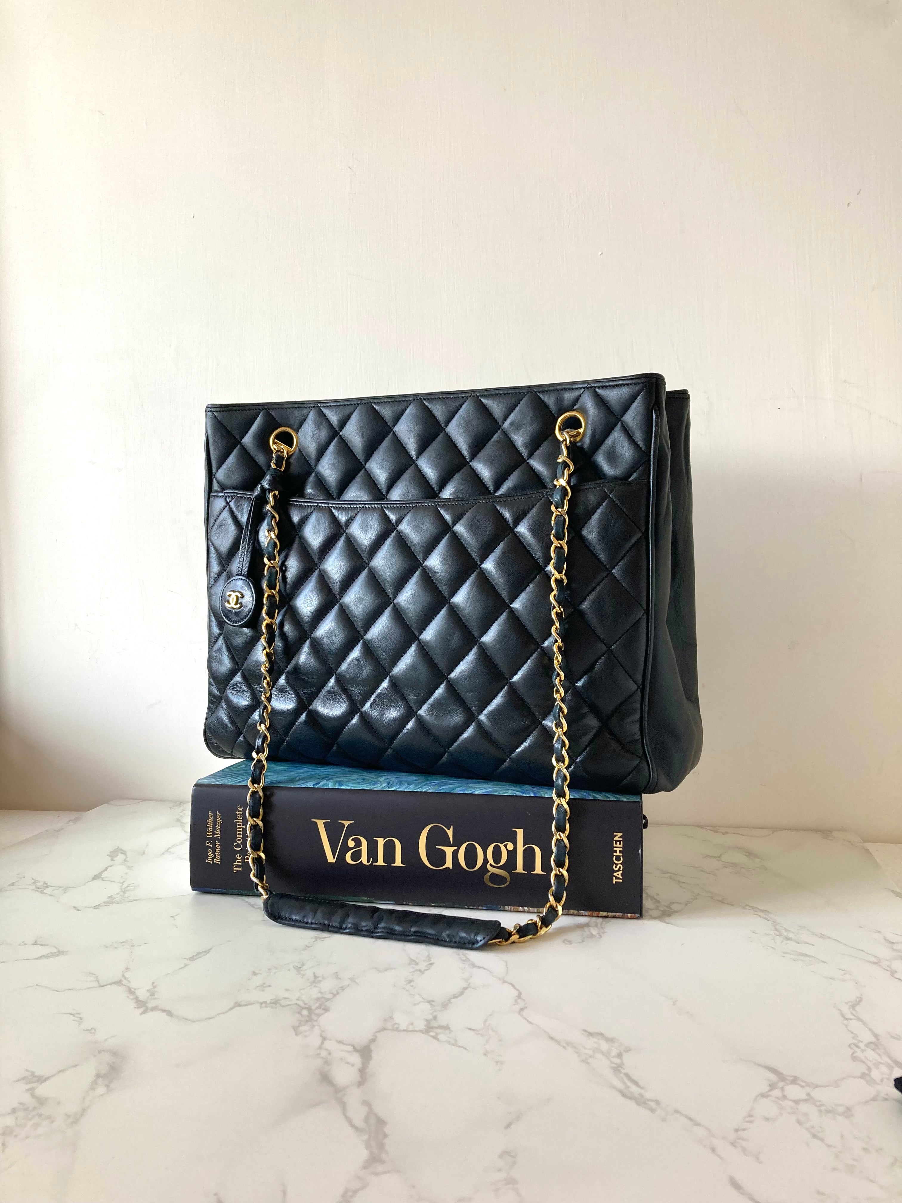 CHANEL Metalasse Black x Gold Lamb Leather Chain Tote Bag