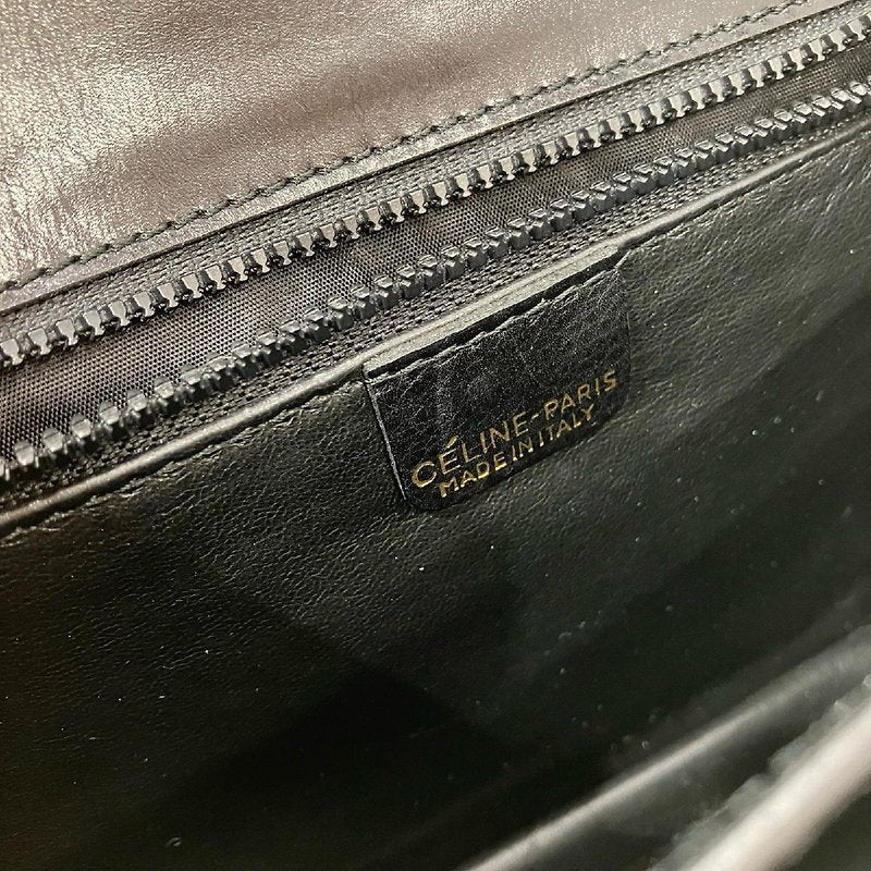 CELINE Rotating Planet Black Leather Tofu Small Bag Side Bag/Slant Bag - Japanese Second-hand Vintage