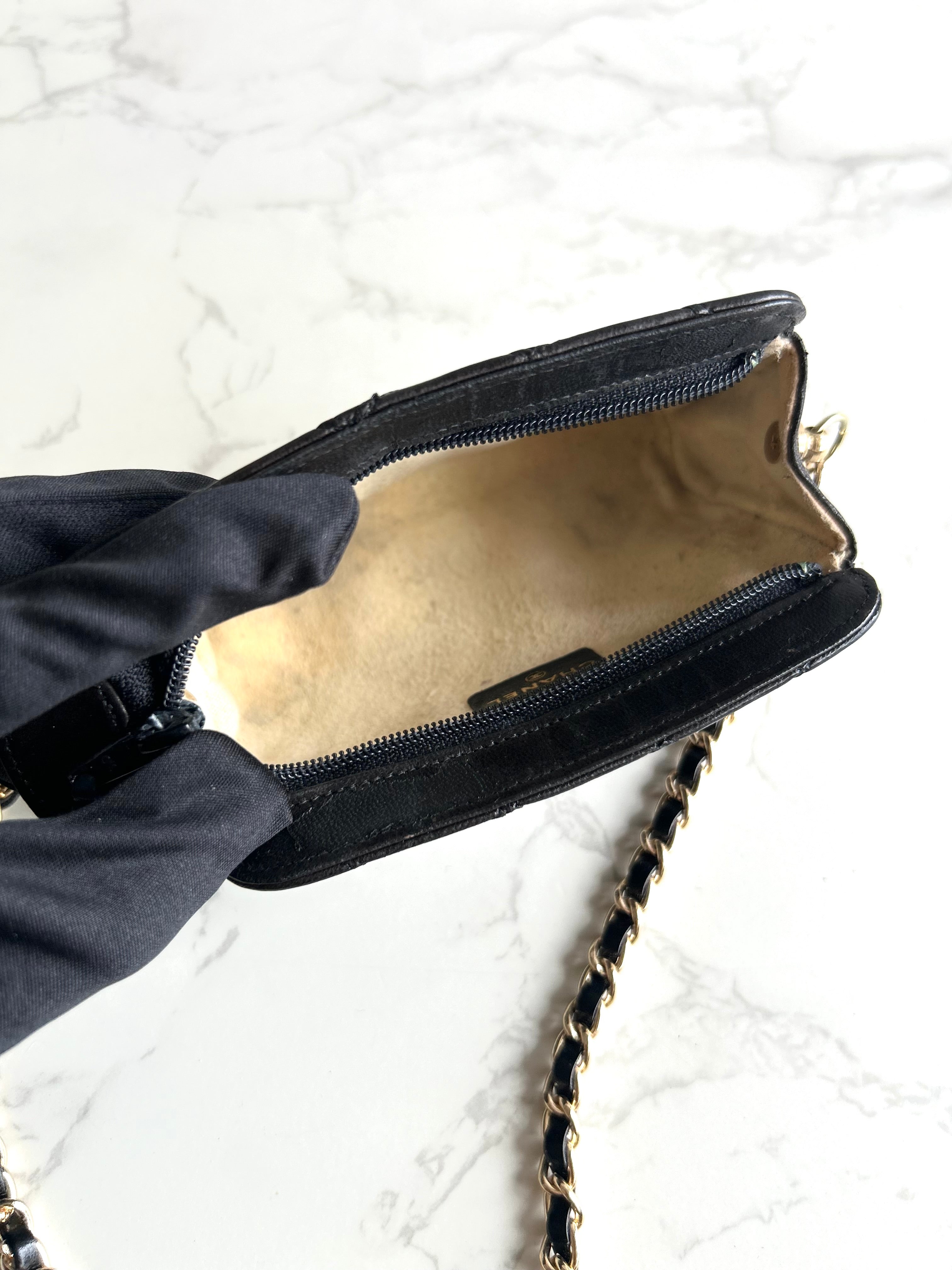 Used Chanel Black and Gold Lambskin Crossbody Bag Shoulder Bag