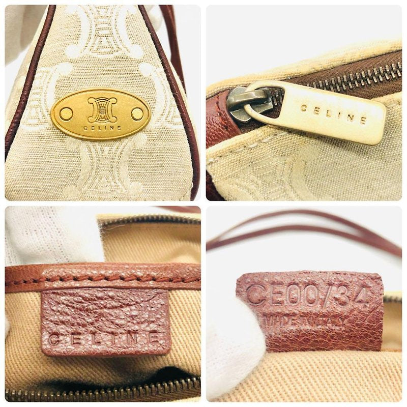 CELINE rare milk tea color Arc de Triomphe old flower small bag/side backpack/underarm bag