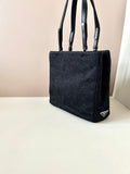 PRADA rare black woven small tote bag/shoulder bag/side backpack