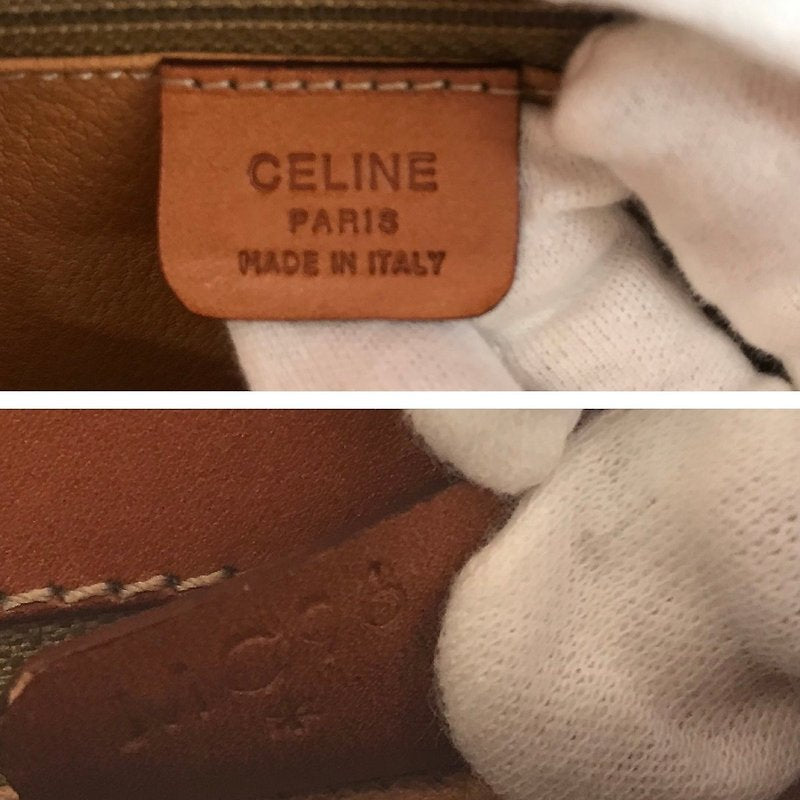 CELINE Rare Planet Beige Old Flower Leather Tofu Small Bag/Side Bag/Short Crossbody Bag - Japanese Second-hand Vintage