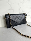 CHANEL Black Gold Buckle Envelope Small Bag/Side Bag/Messenger Bag/Clutch Bag/Mid-Length Wallet