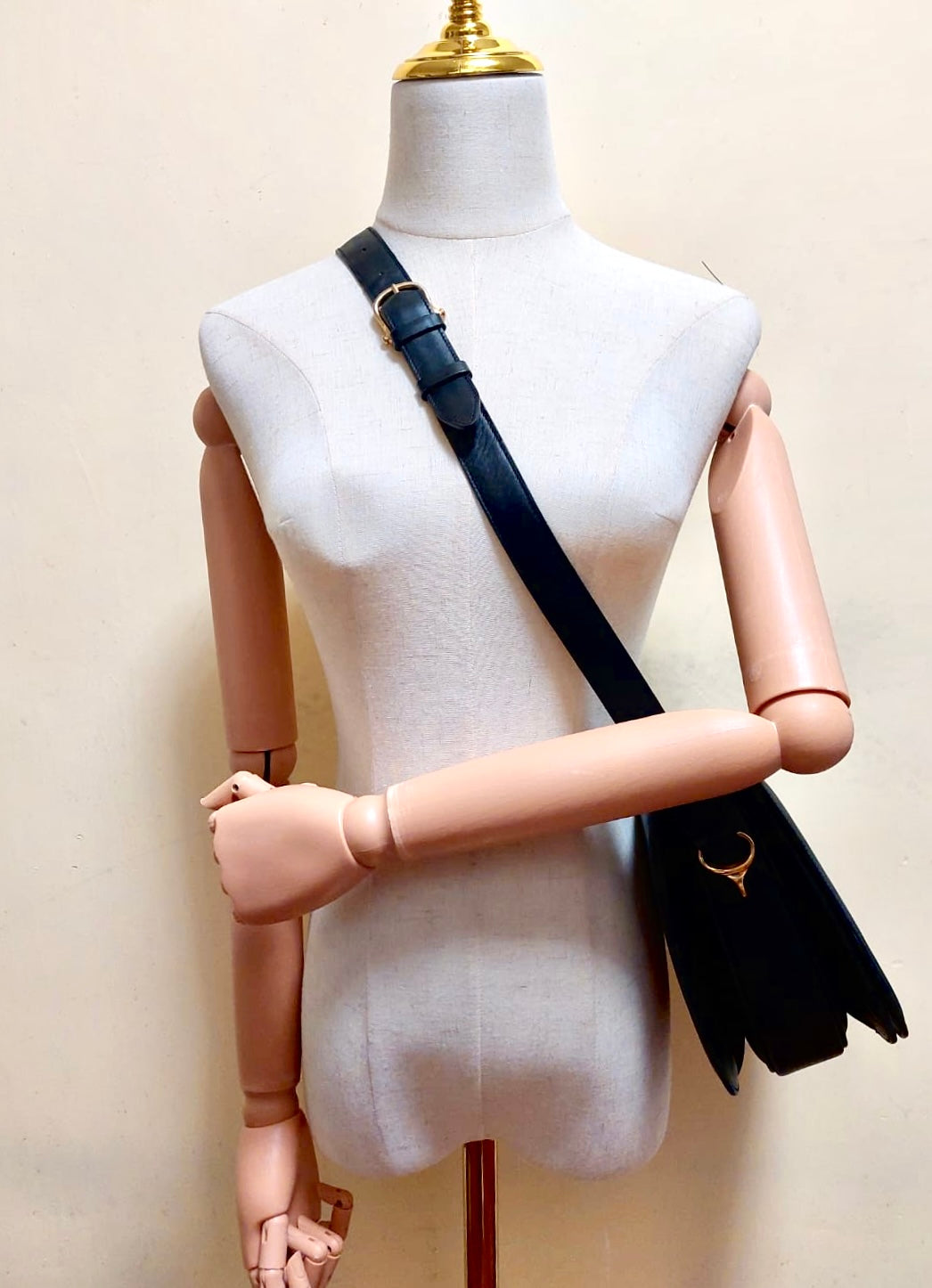 CELINE rare double twist gold buckle oblique bag / side bag