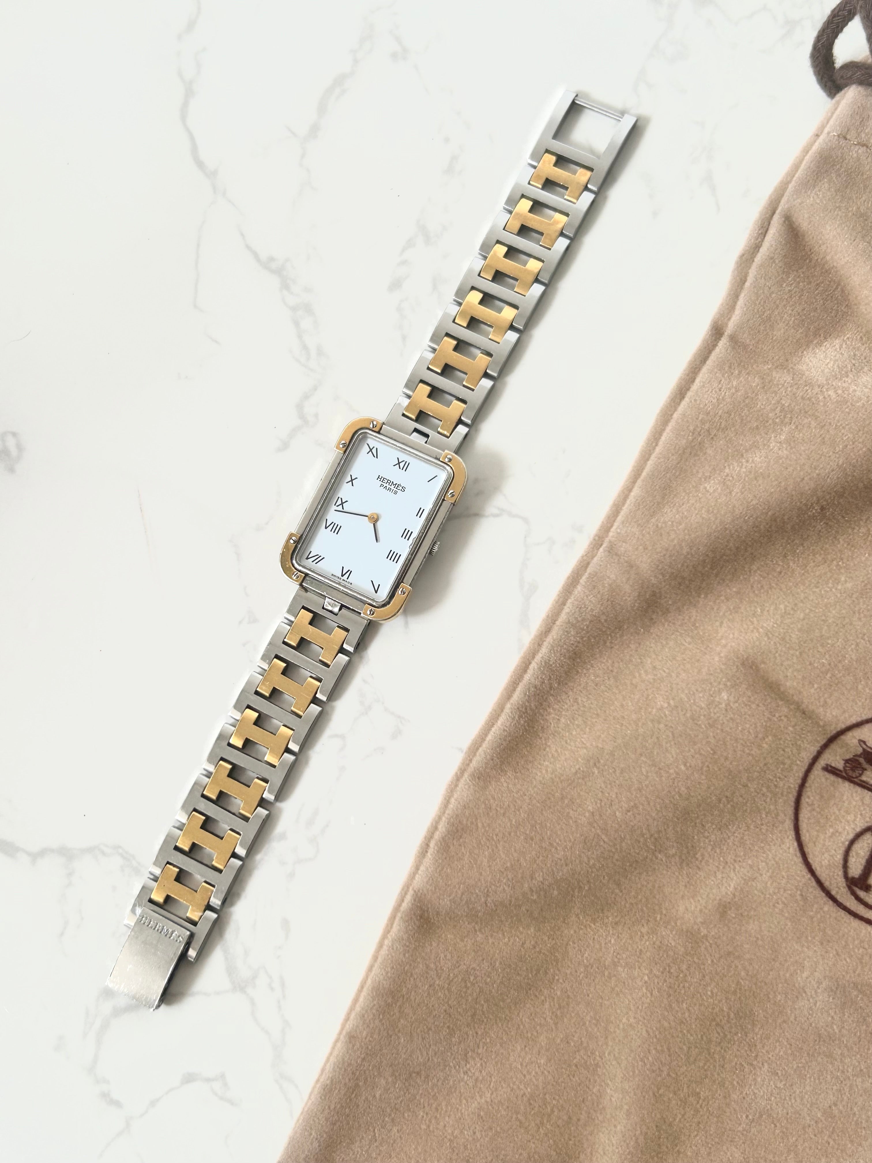 HERMES rare Croisiere gold and silver bracelet men's and women's watch
