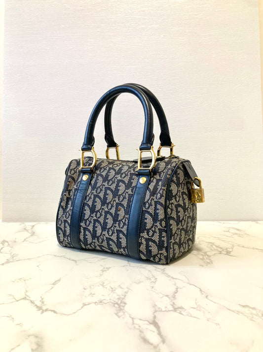 CHRISTIAN DIOR Navy Trotter Mini Boston Bag