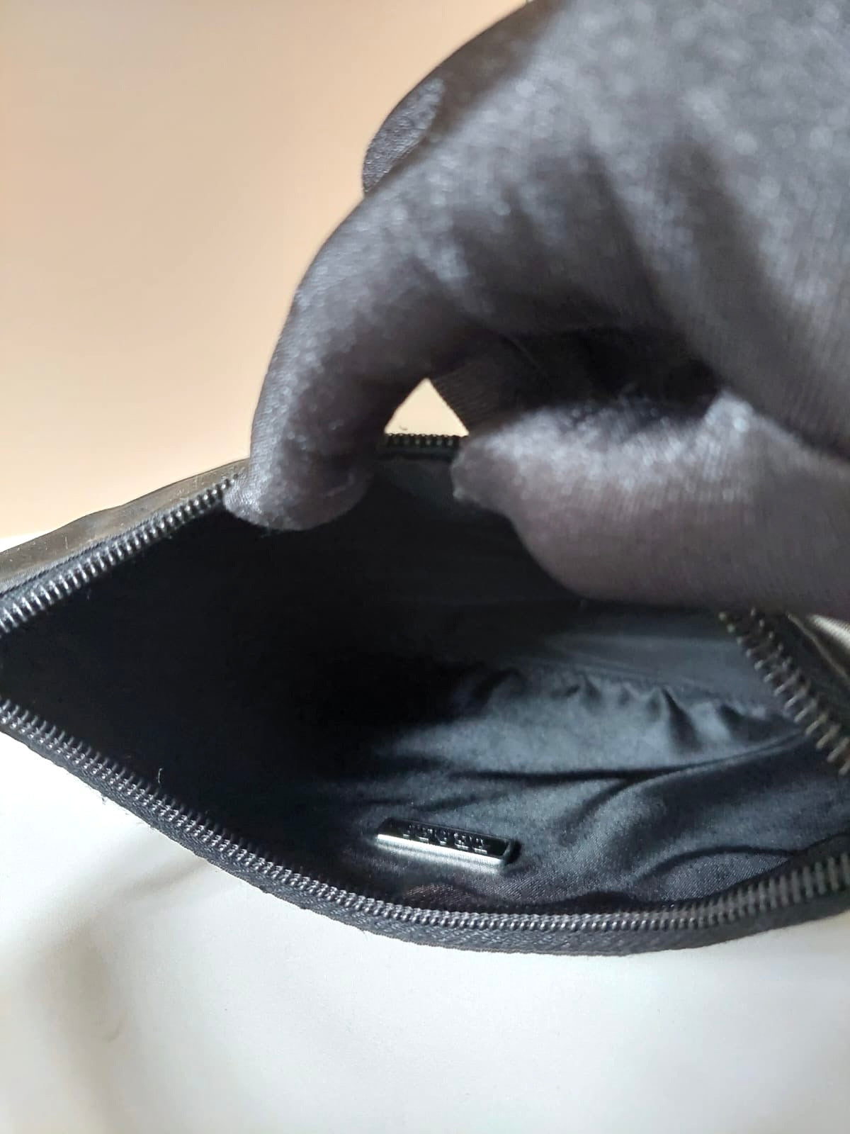 PRADA Black Silver Triangle Hobo Shoulder Bag/Underarm Bag/Side Bag