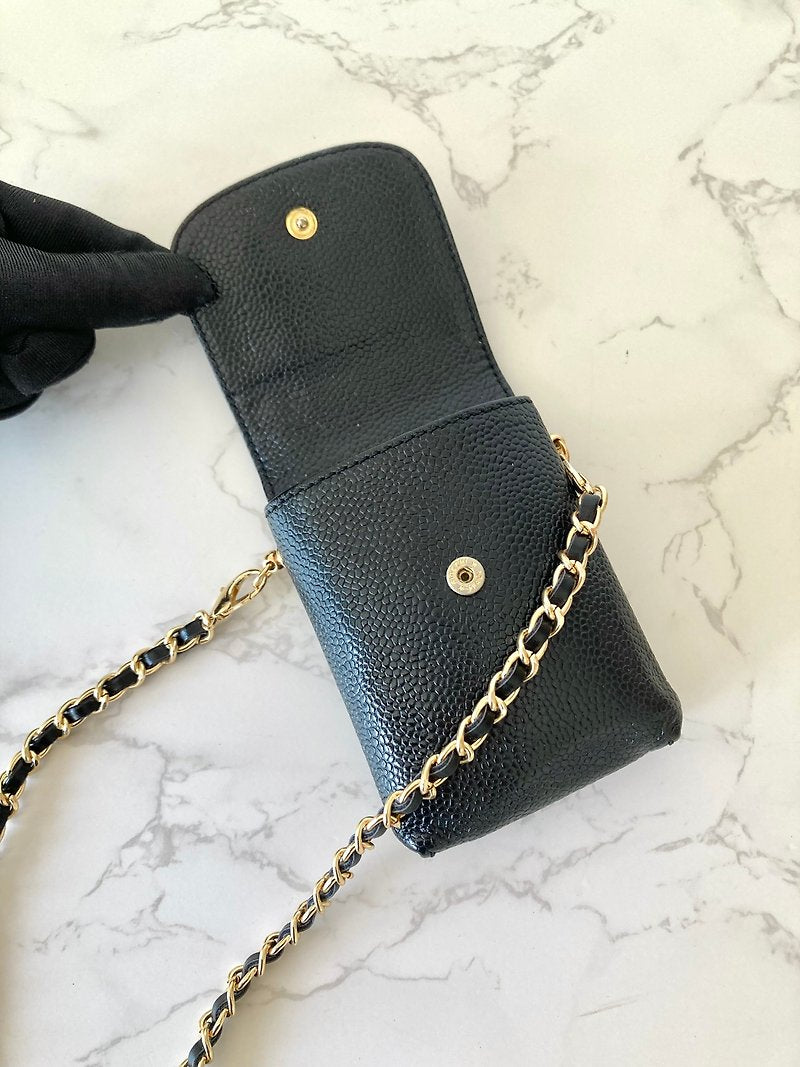CHANEL Caviar Black Small Bag/Side Bag/Cross Bag - Japanese Second-hand Vintage