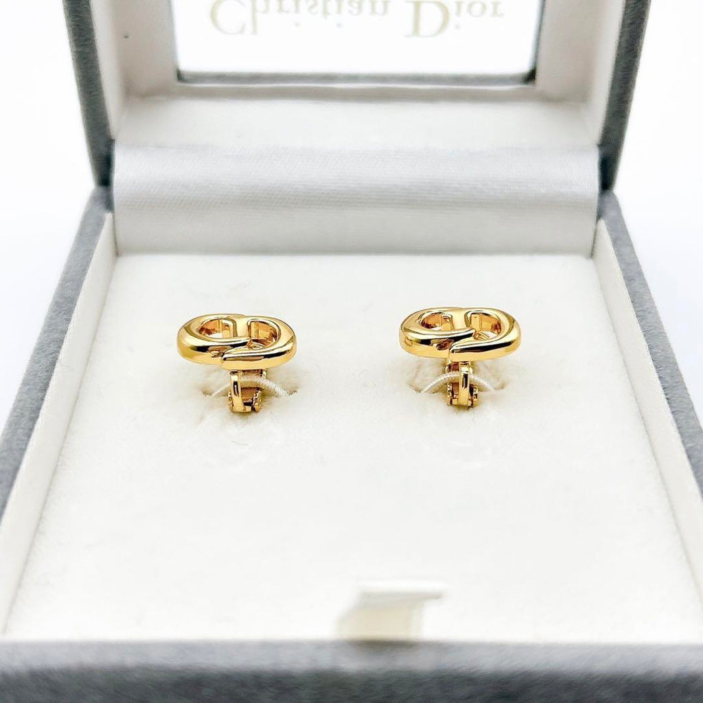 CHRISTIAN DIOR CD Logo Clip Earrings - With original box