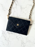 CHANEL Rare Black Satin Rhinestone Small Bag/Side Bag/Messenger Bag/Clutch Bag