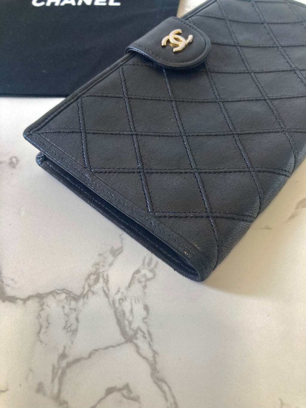 CHANEL Rare Black x Gold Long Bi-fold Wallet